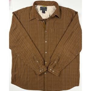 National Outfitters Mens XL Brown Stripe Button Up Shirt Workwear Cotton